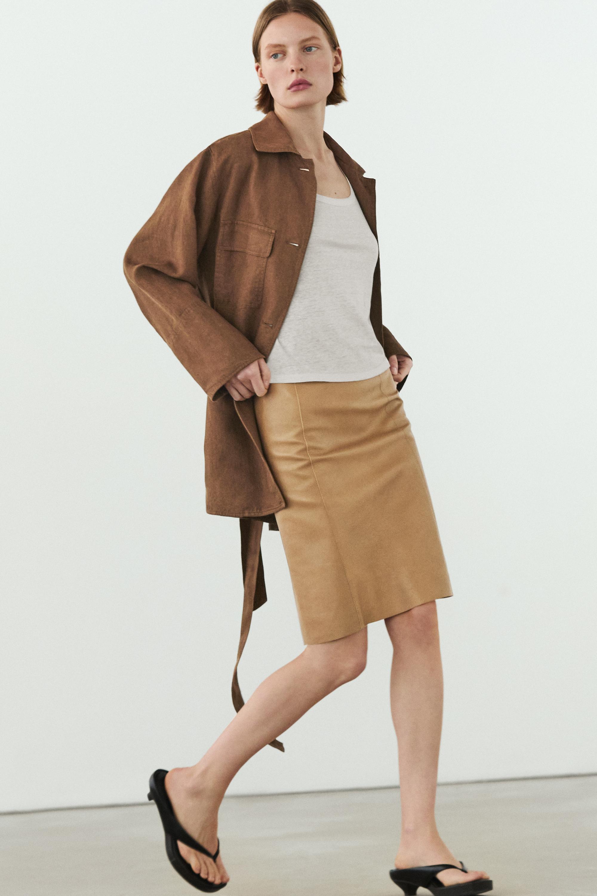 Nappa leather mini skirt